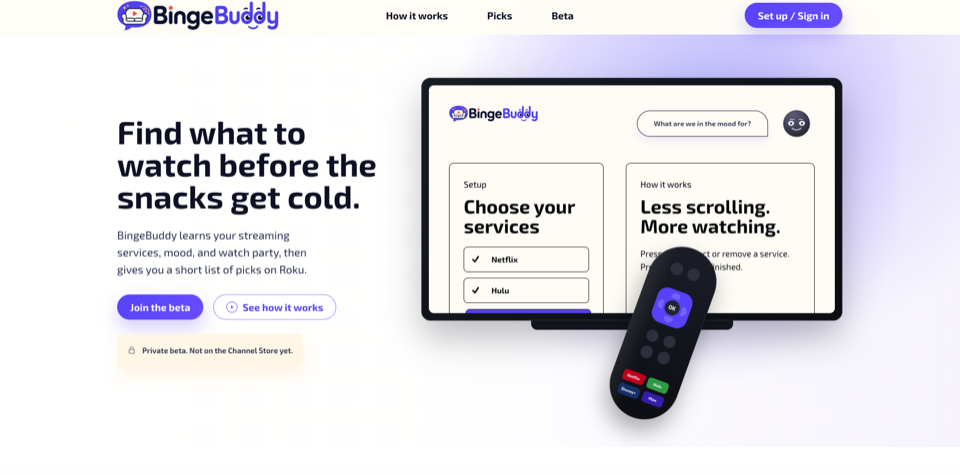 BingeBuddy Roku app