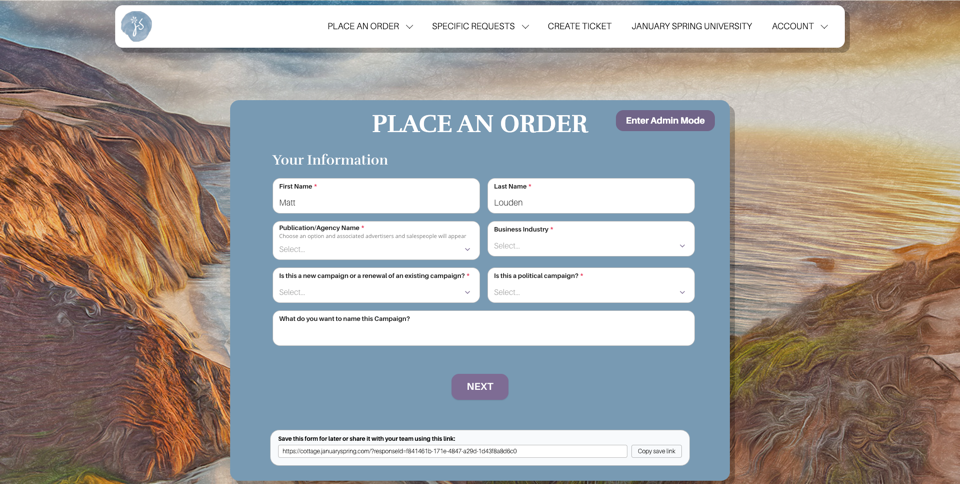 January Spring website