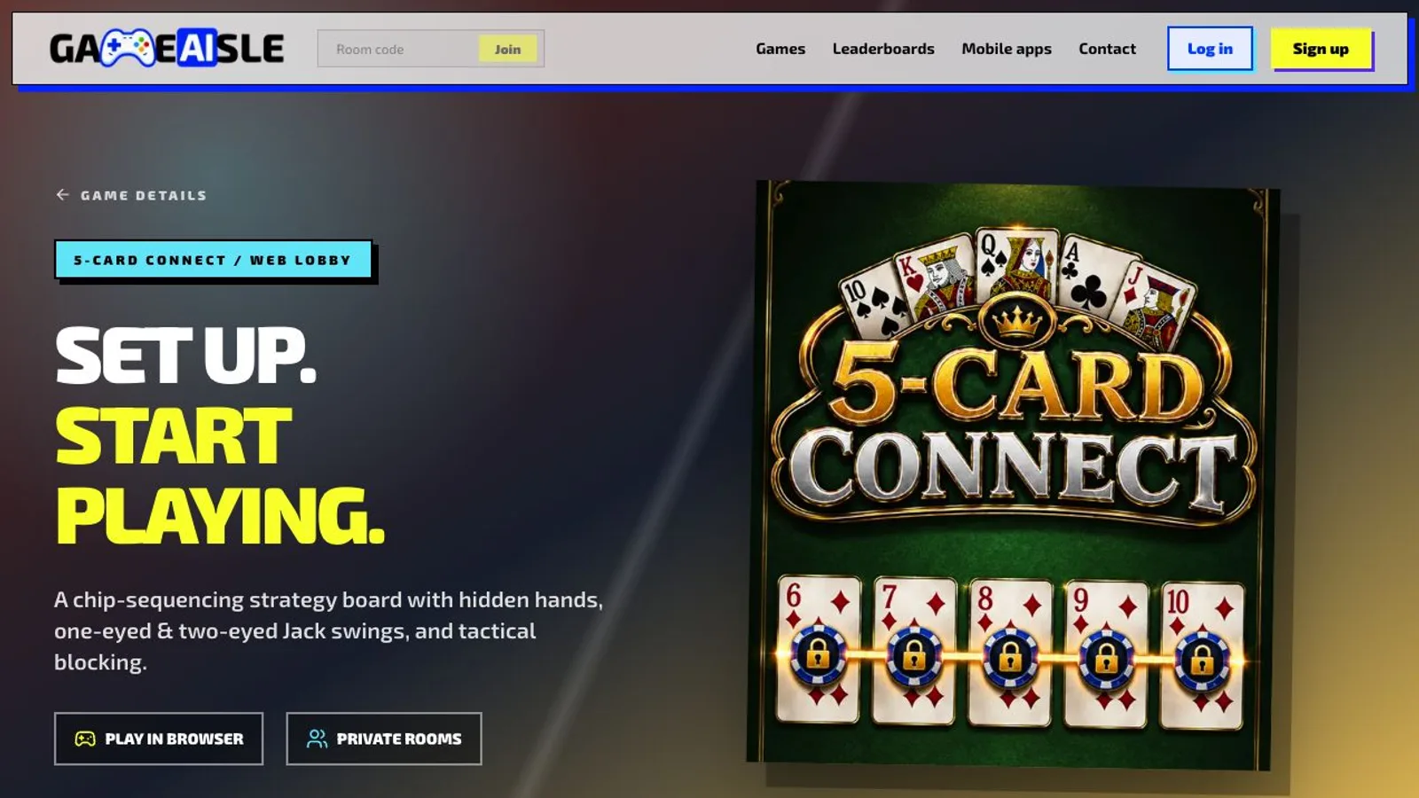 GameAIsle 5-Card Connect game screen
