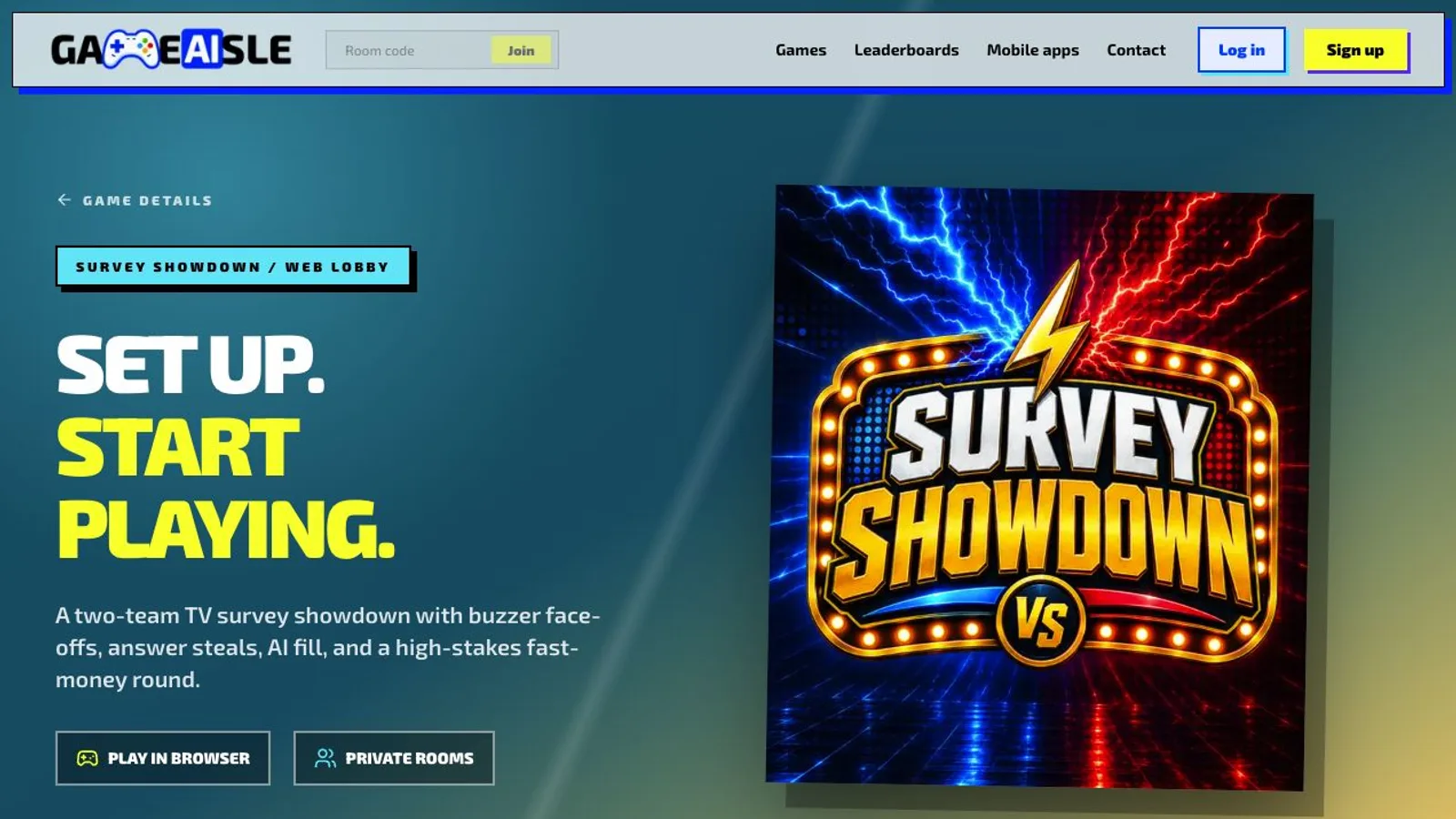 GameAIsle Survey Showdown game screen